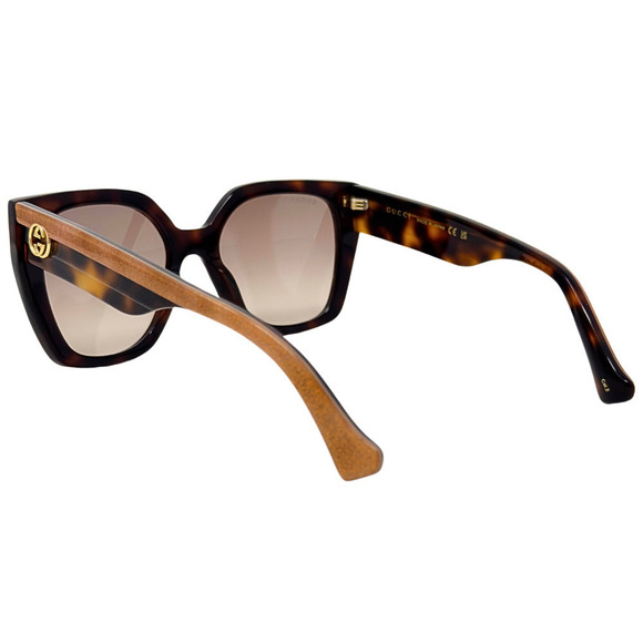 Gucci Sunglasses GG Logo Glitter Havana Hollywood Oversize Square Gradient Brown - Picture 6 of 13